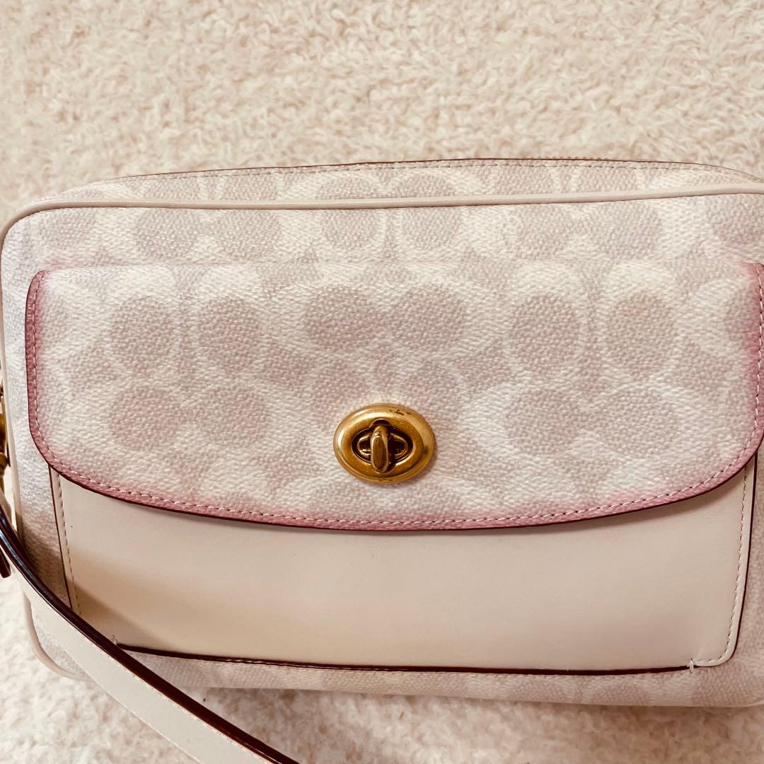 coach ショルダーバッグ カメラバッグ シグネチャー 白 斜め掛け