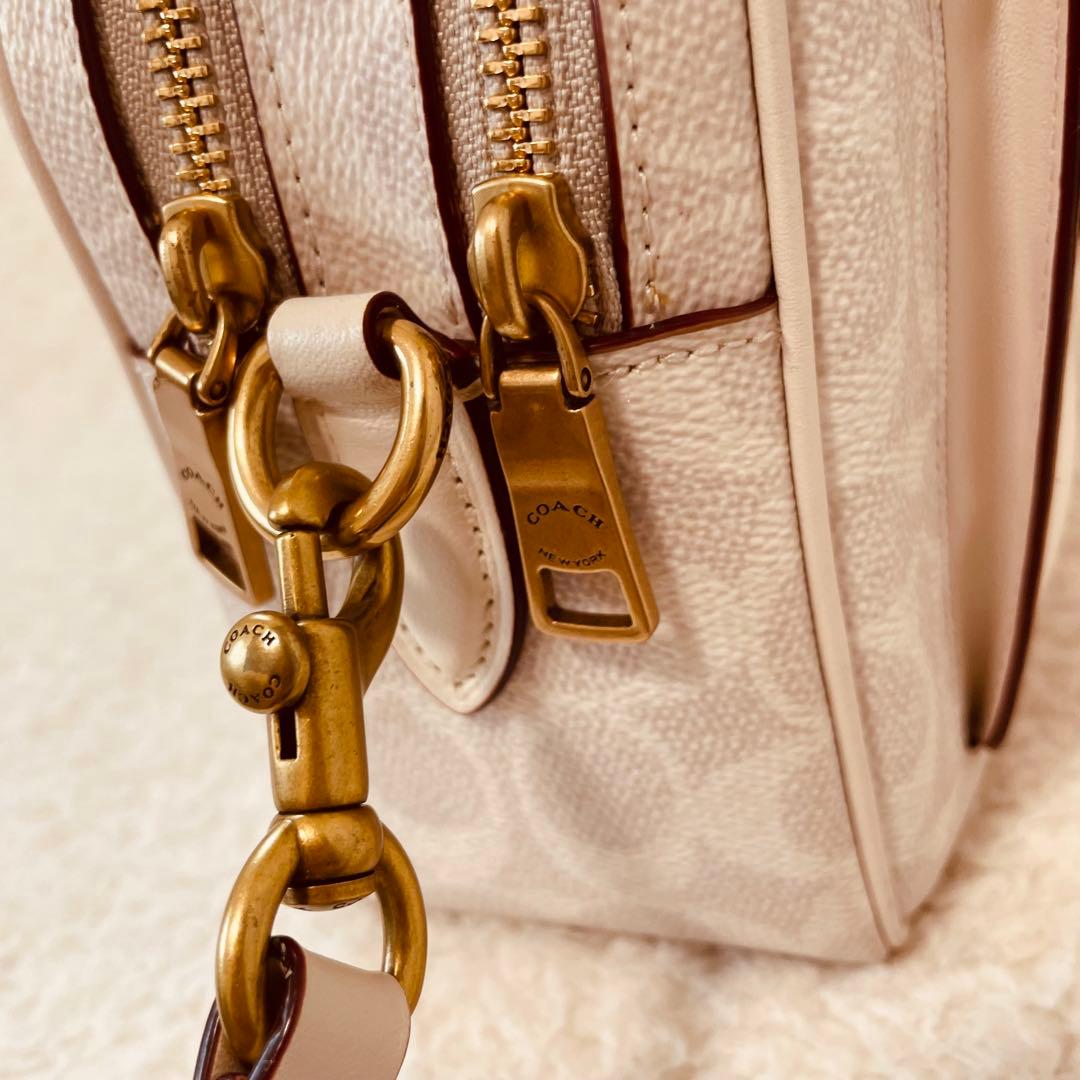 coach ショルダーバッグ カメラバッグ シグネチャー 白 斜め掛け