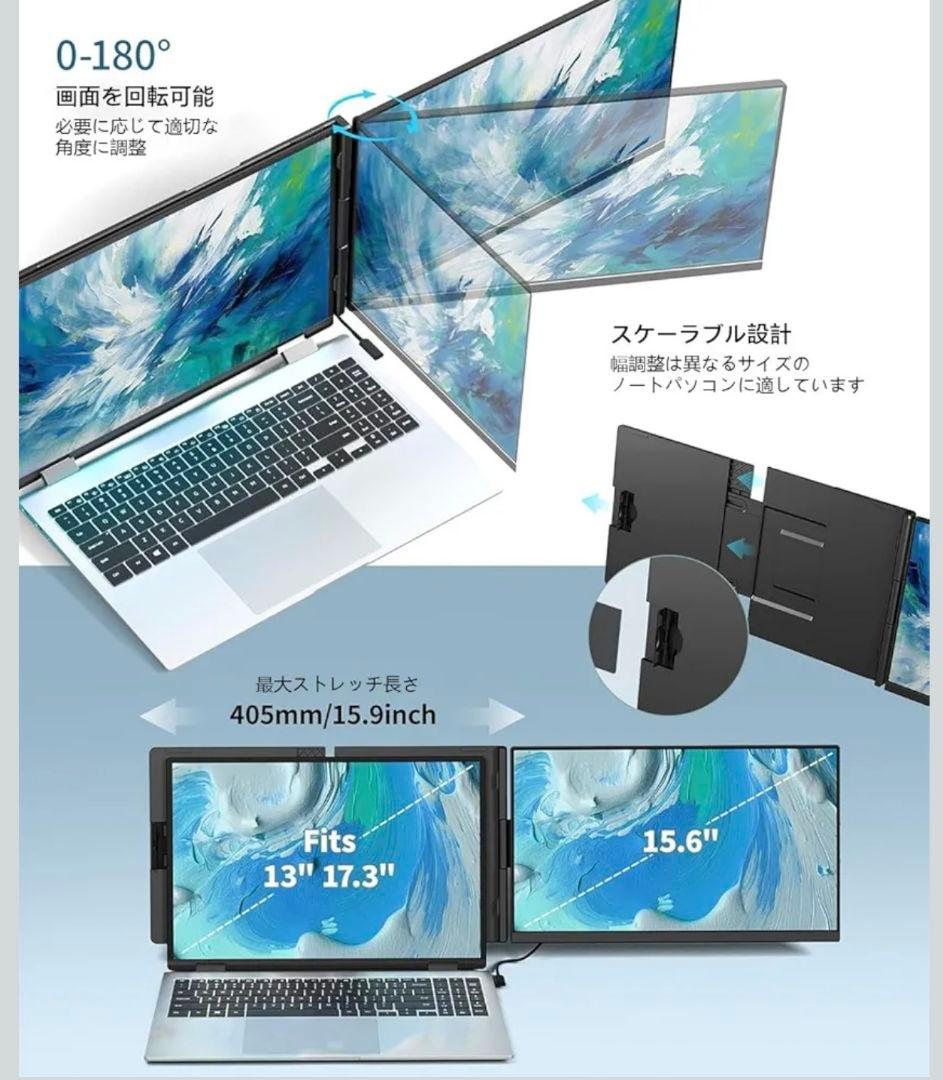 Laptomo P5 デュアルモニター 15.6インチFHD 1080P ディス