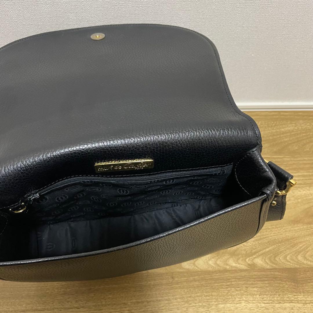 《極美品》Cartier（カルティエ）レザー セミショルダーバッグ ブラック 黒