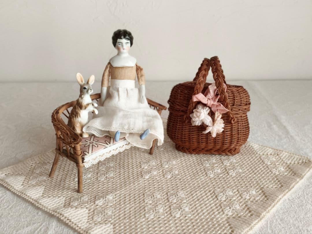 【プップさま】antique doll panier ❀ 小さなバスケット カゴ
