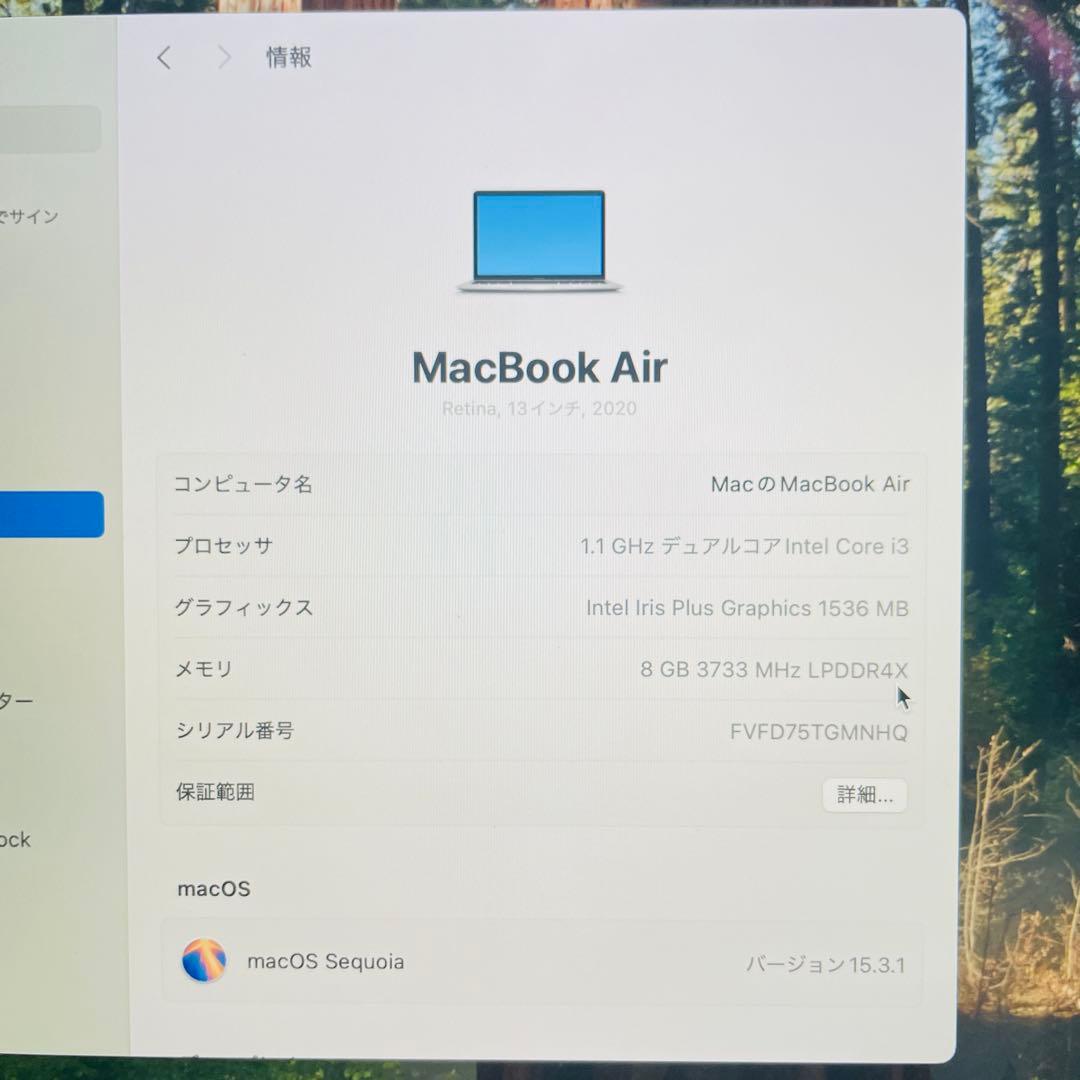 MacBook Air A2179 2020年モデル シルバー 動作OK