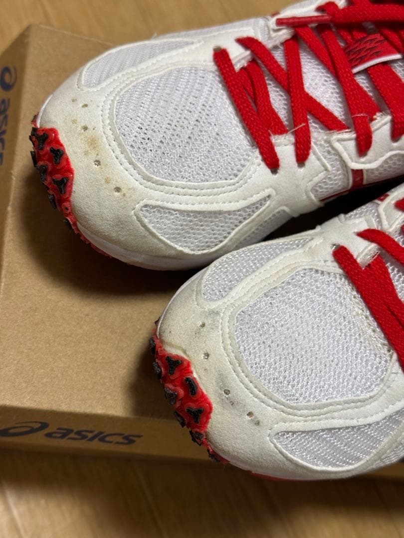 【asics】ランニングシューズ ホワイト/レッド　24.5cm