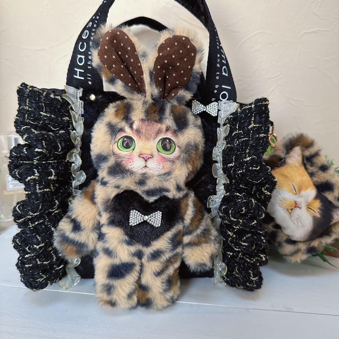 さ*ー様 コヤンイサムチョン♡豹柄うさリトルサンダーちゃんのベルベットトートバッ