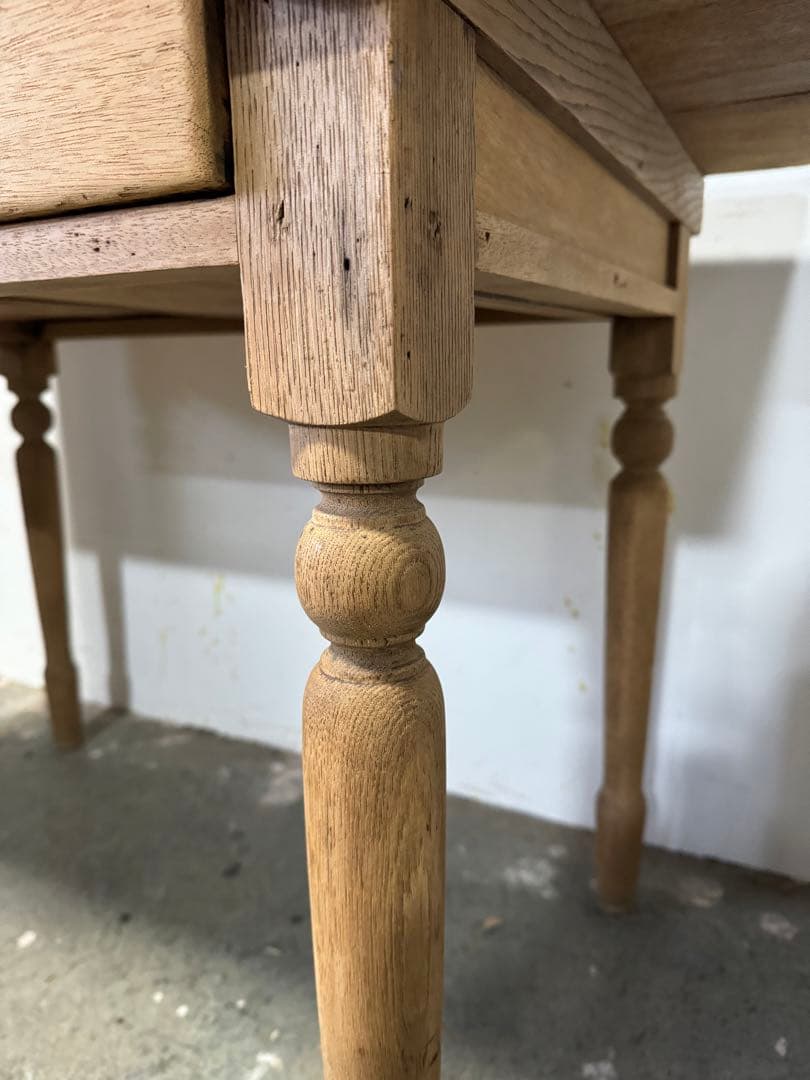 無垢材 テーブル 机 引き出し ろくろ足 レトロ ビンテージ アンティーク