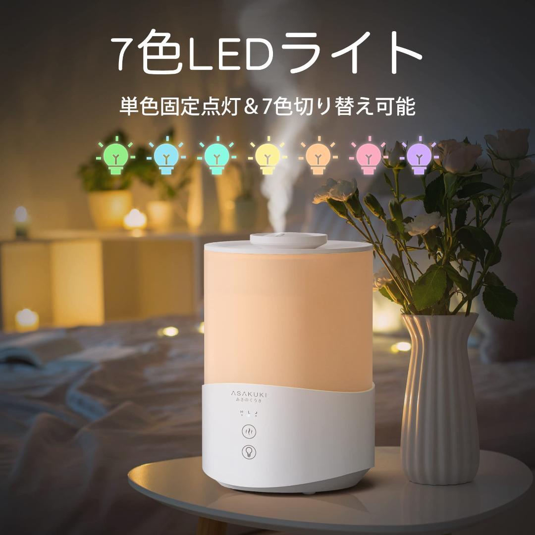 加湿器 お手入れ簡単 上から給水 大容量25L 7色ライト アロマ