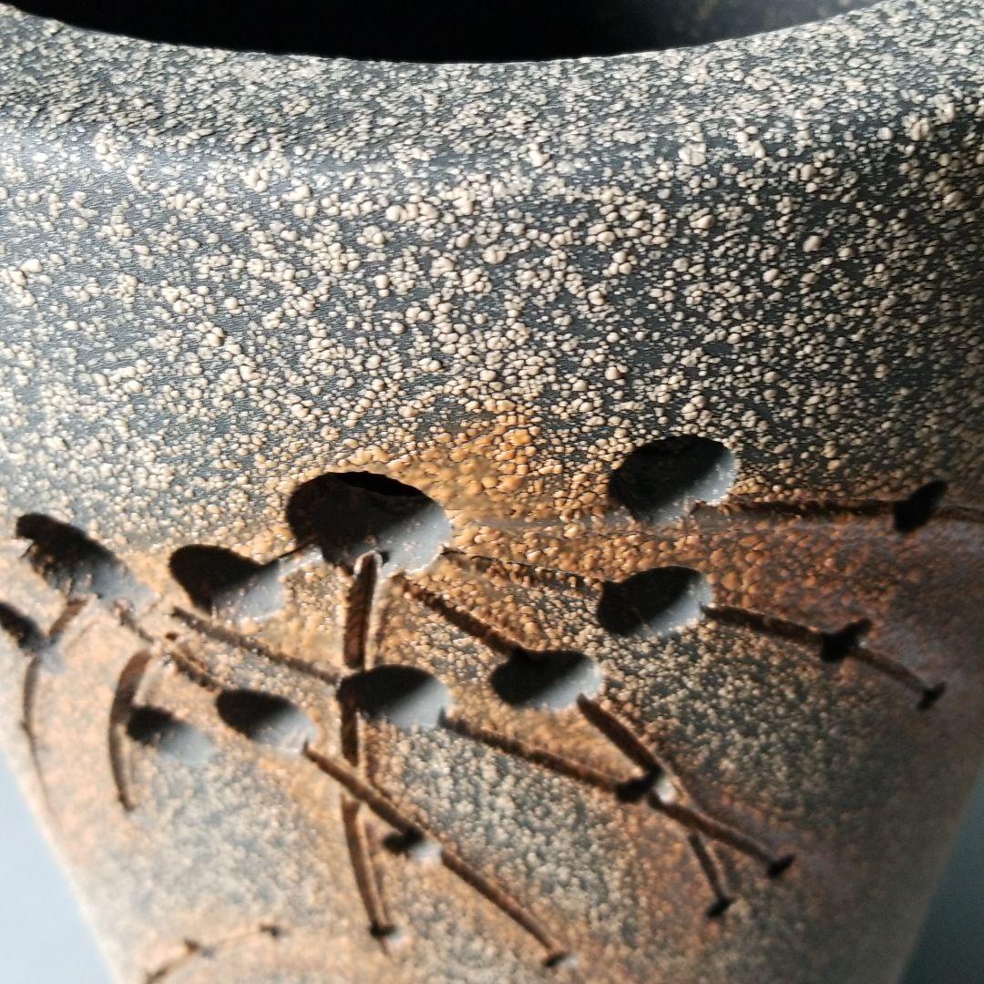 信楽焼傘立て  朱ちらし 高さ４６cm