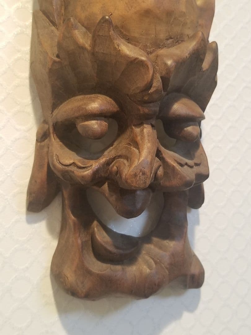 【新年セール】鬼滅の刃 儺舞面具 面具 時代物 骨董 蔵出し 木彫り 能面