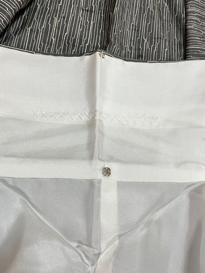 牛首紬 小紋 正絹 変わり縦縞 美品 イ6631