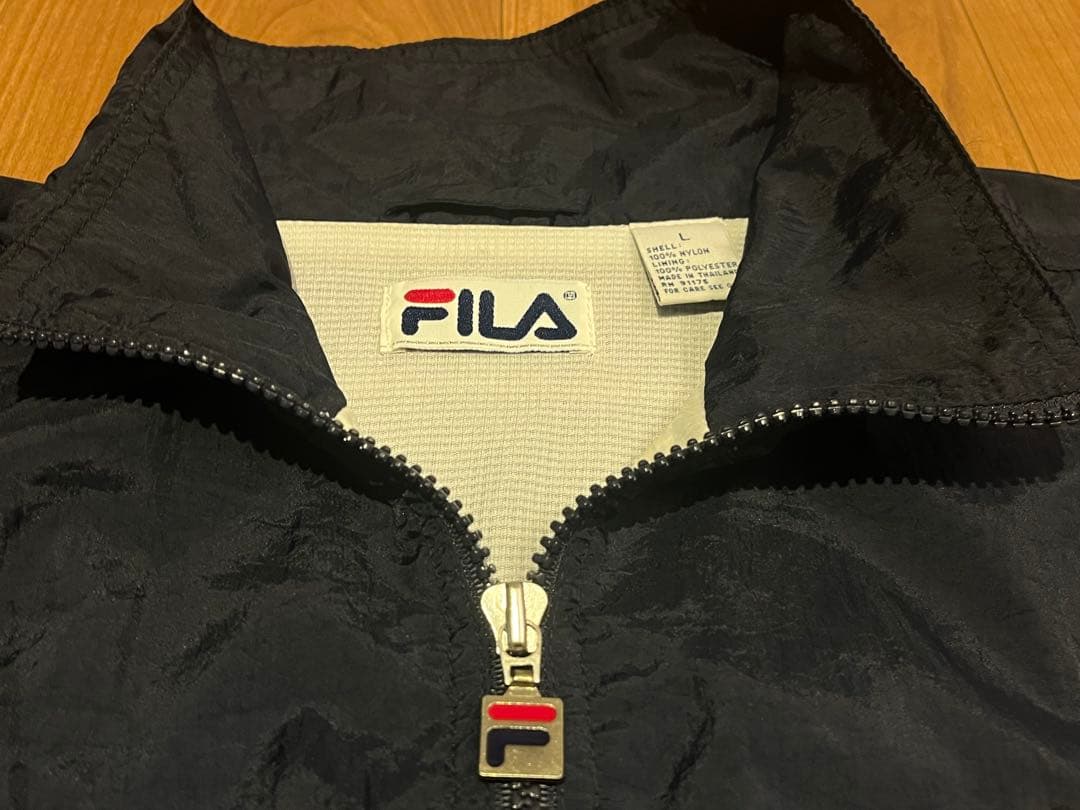 FILA 90s ビンテージ ナイロンジャケット Lネイビー 身幅65