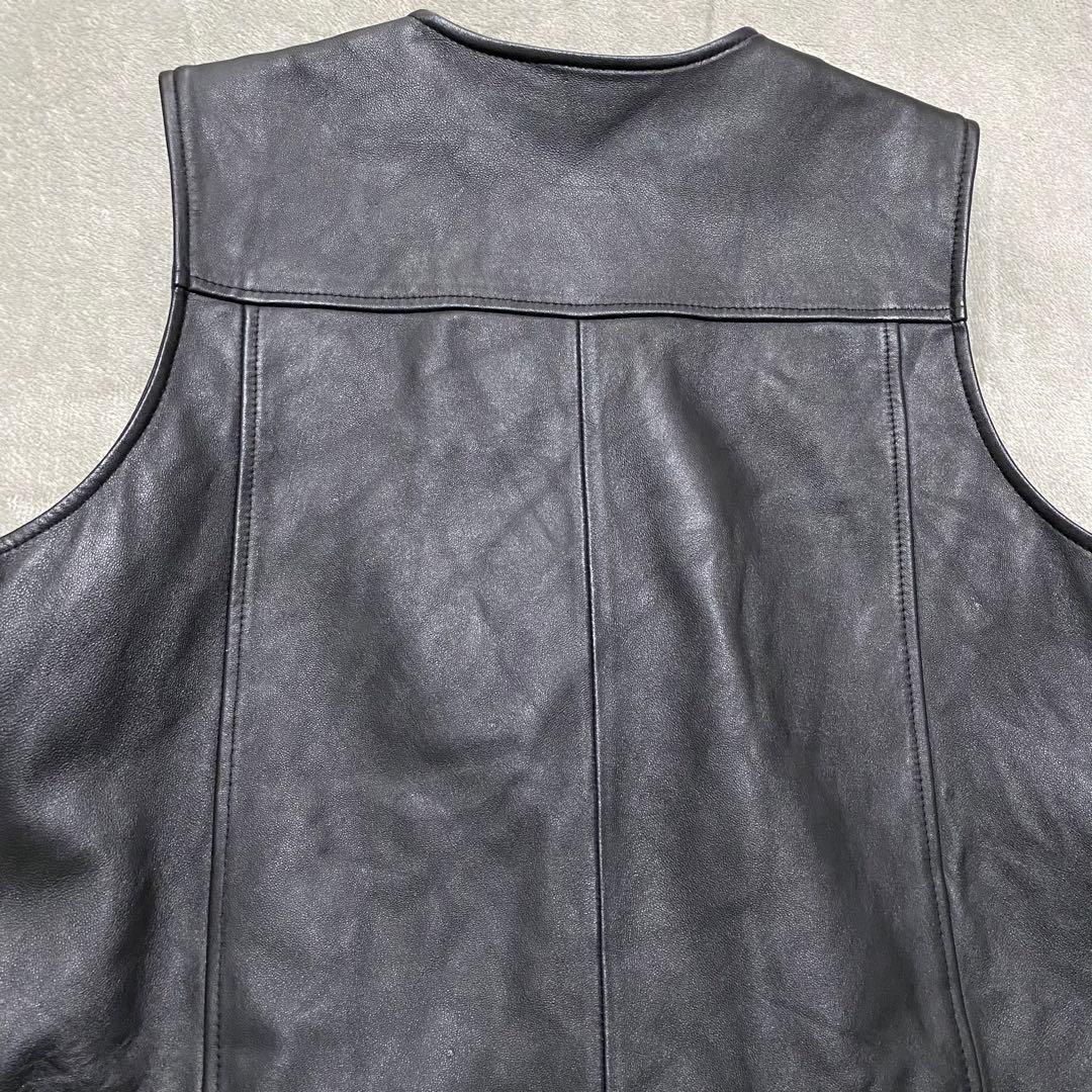 WILSONS LEATHER 本革 レザーベストLブラック シンプル メンズ