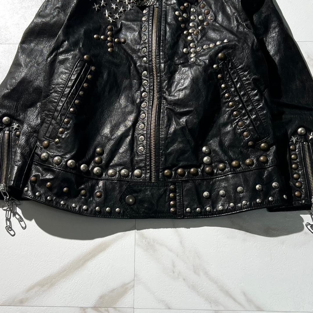 希少　GB SKINS　スター　総スタッズ　ライダース　チェーン　ブラック　黒