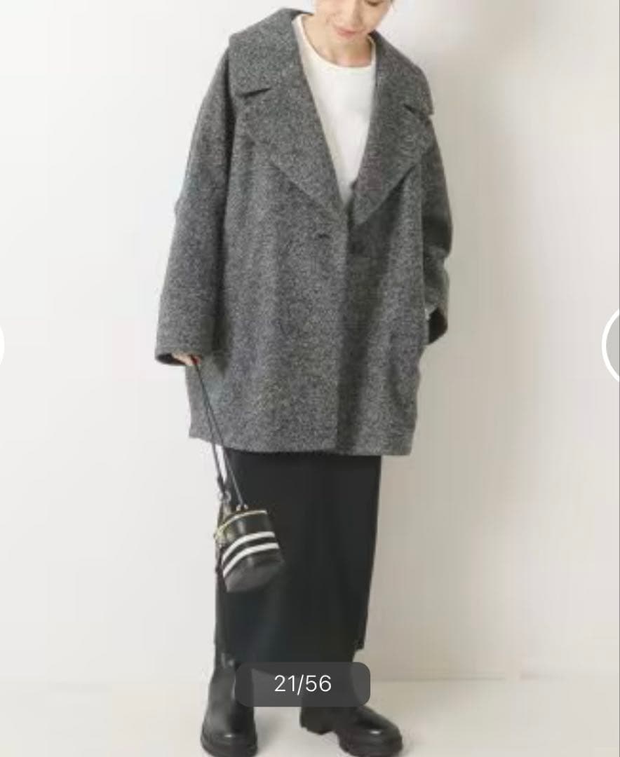 Spick & Span Wスライバーヘリンボーンミドルコート