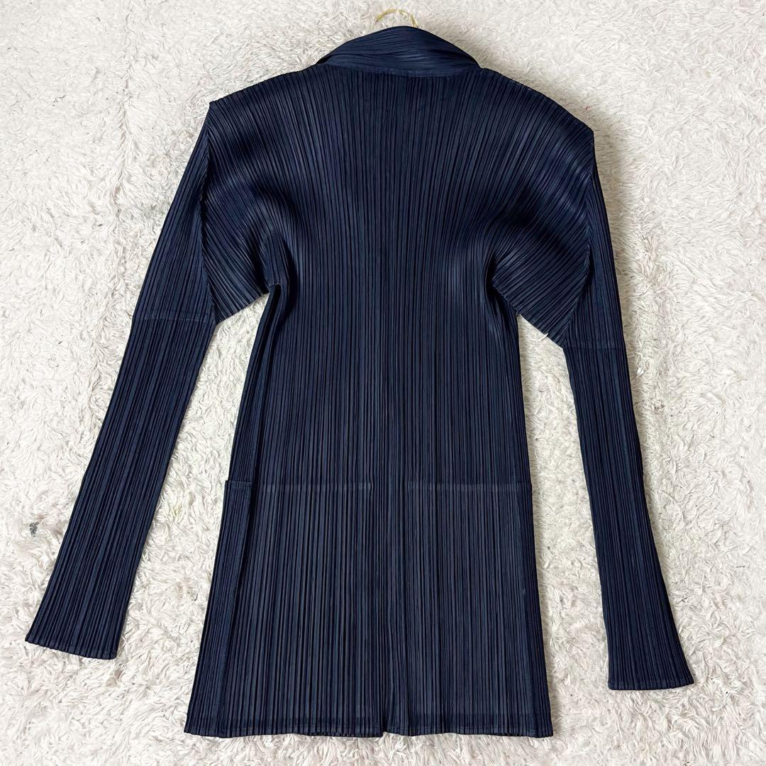 30 プリーツプリーズ カーディガン 襟 大きいサイズ ネイビー 紺 XL 4