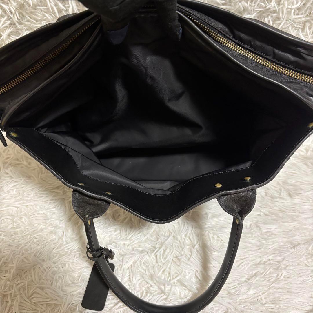 ✨美品✨フェリージ ビジネスバッグ レザー×ナイロン ロゴ 型押し 黒 1845