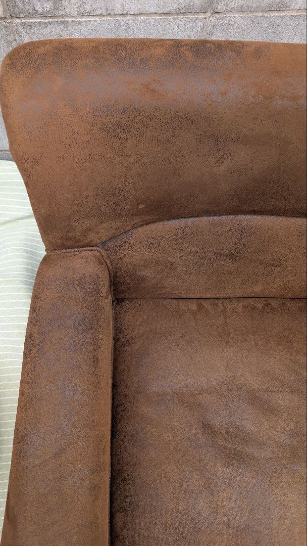 VINCENT ヴィンテージレザー調ファブリックコンパクトシングルソファ