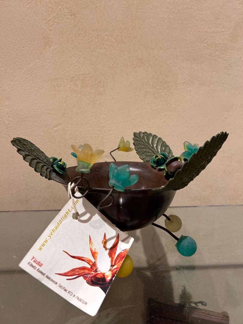 銅製 装飾ボウル 花と葉の意匠【イスラエル作家 ユダ】