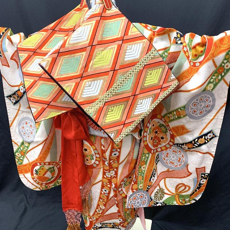 510ag19□七五三 七歳 セミアンティーク 女児 着物&袋帯(おまけ) □