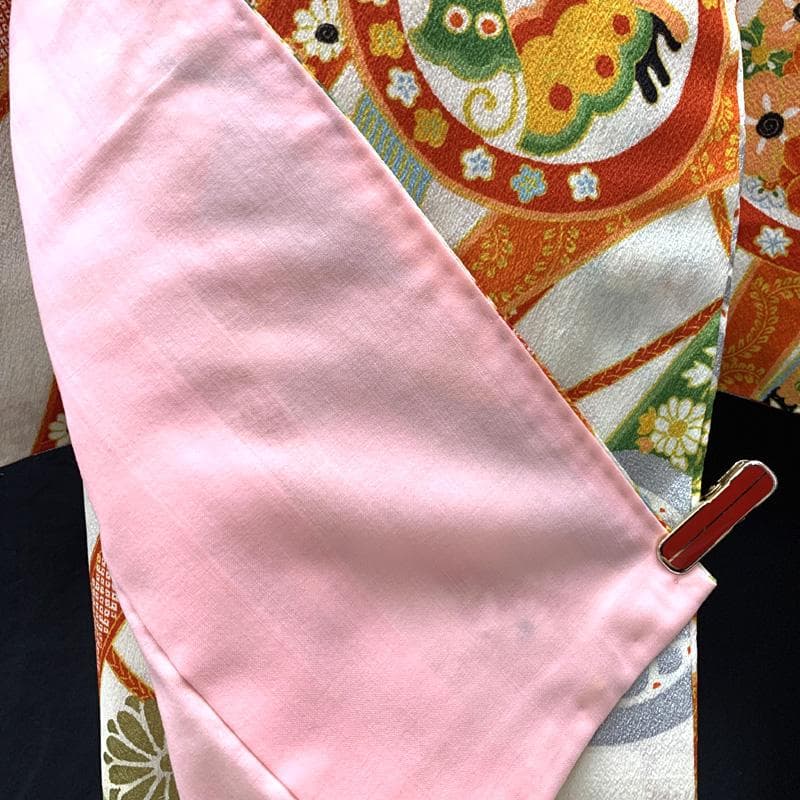 510ag19□七五三 七歳 セミアンティーク 女児 着物&袋帯(おまけ) □