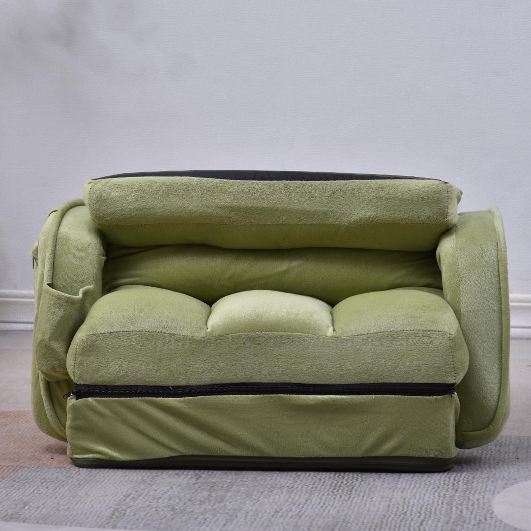 座椅子 リクライニング14段ギアリクライニングチェアー ファブリック【グリーン】