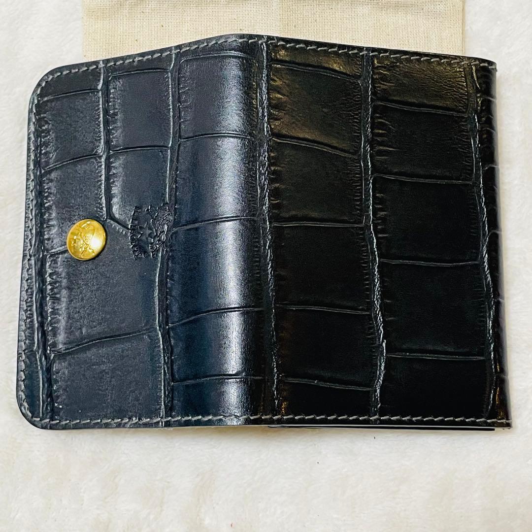 ✨新品✨ イルビゾンテ IL BISONTE 名刺入れ ロゴ型押し クロコ 黒