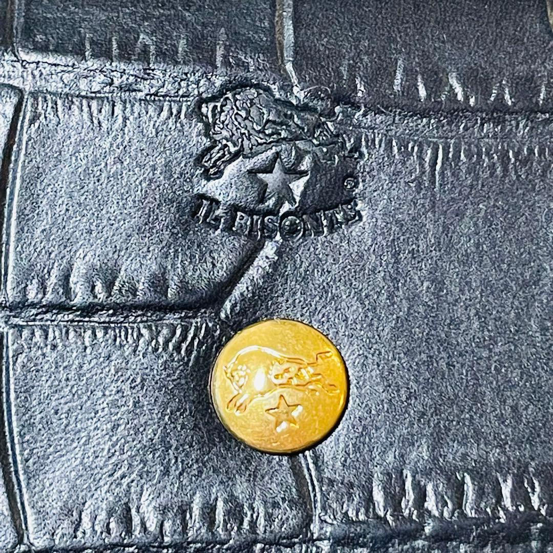 ✨新品✨ イルビゾンテ IL BISONTE 名刺入れ ロゴ型押し クロコ 黒