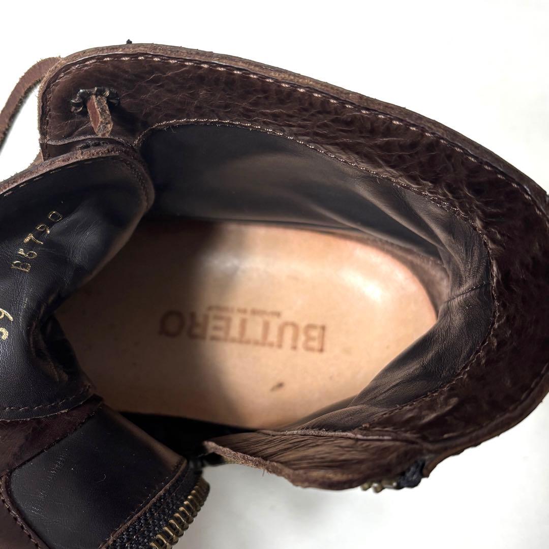 【美品】BUTTERO ブッテロ サイドジップ ワークブーツ ブラウン