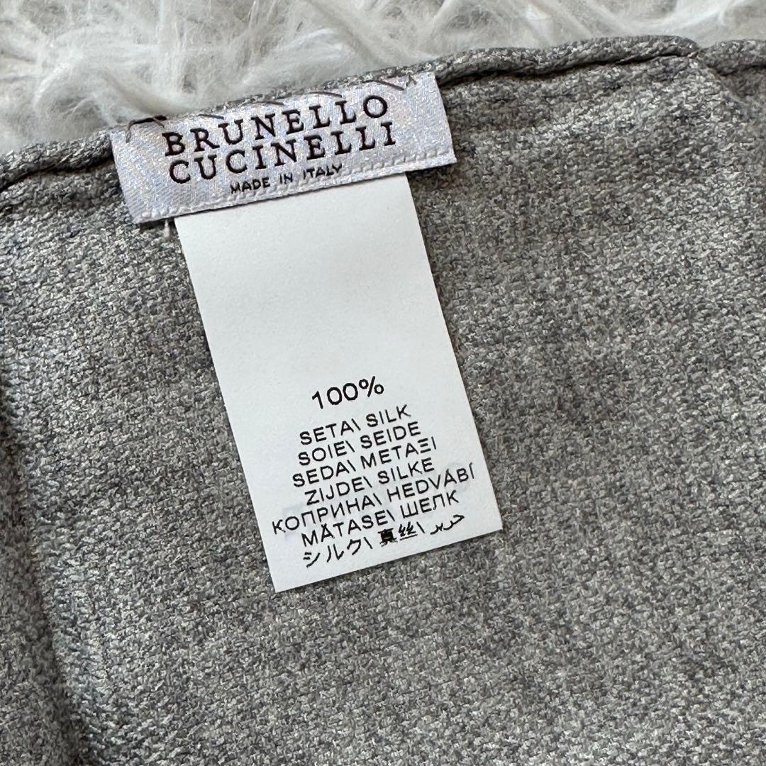 新品未使用✨ブルネロクチネリ ポケットチーフ ハンカチ シルク100% ロゴ