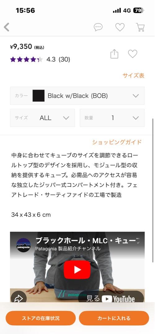 patagonia 黒 トラベルポーチ