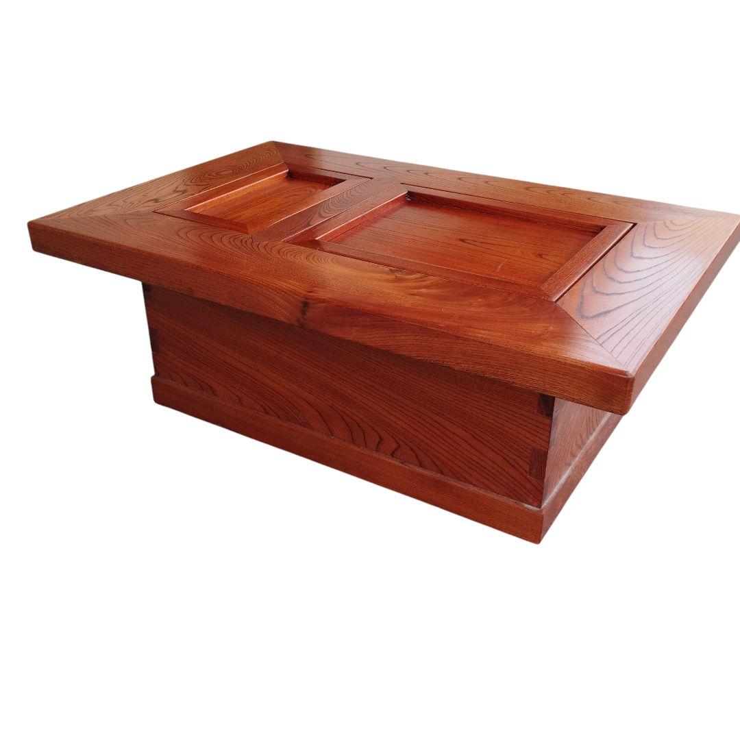 囲炉裏テーブル 関西長火鉢 銅張り 古民家家具 昭和レトロ 天然木材 欅 けやき