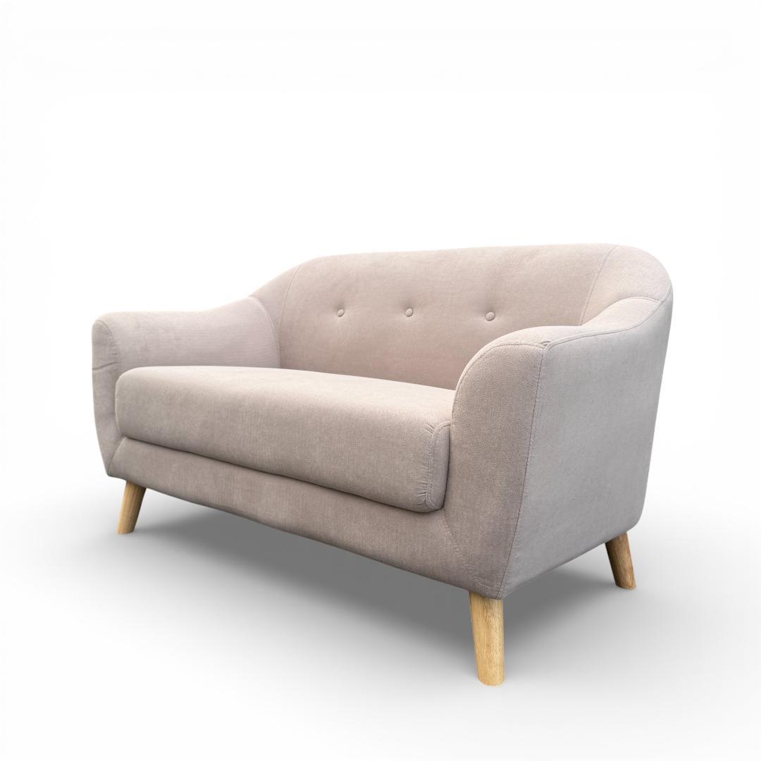 【新品】北欧風 2人掛け コンパクトソファ ベージュ 2WAY ローソファ可能