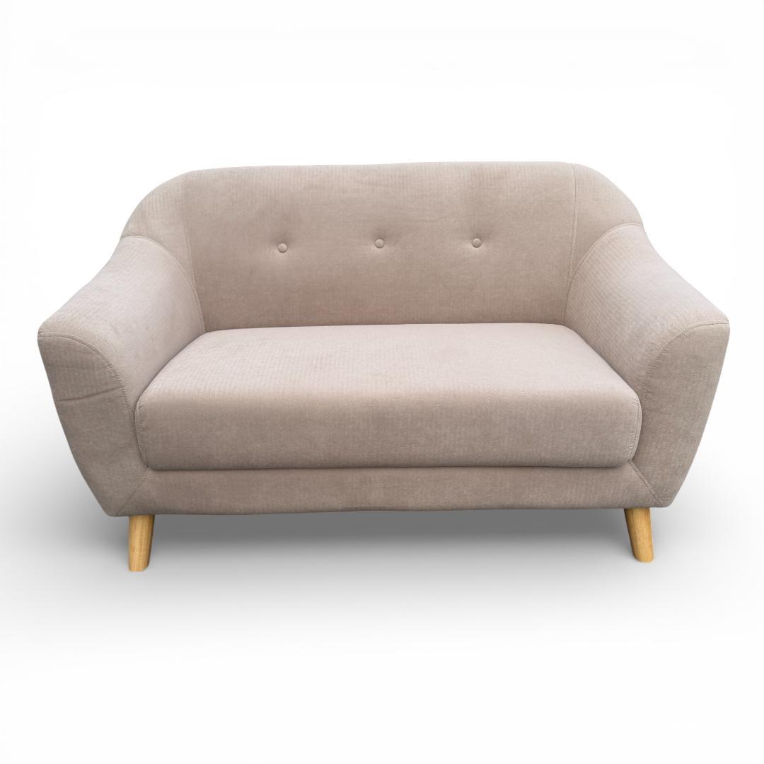 【新品】北欧風 2人掛け コンパクトソファ ベージュ 2WAY ローソファ可能