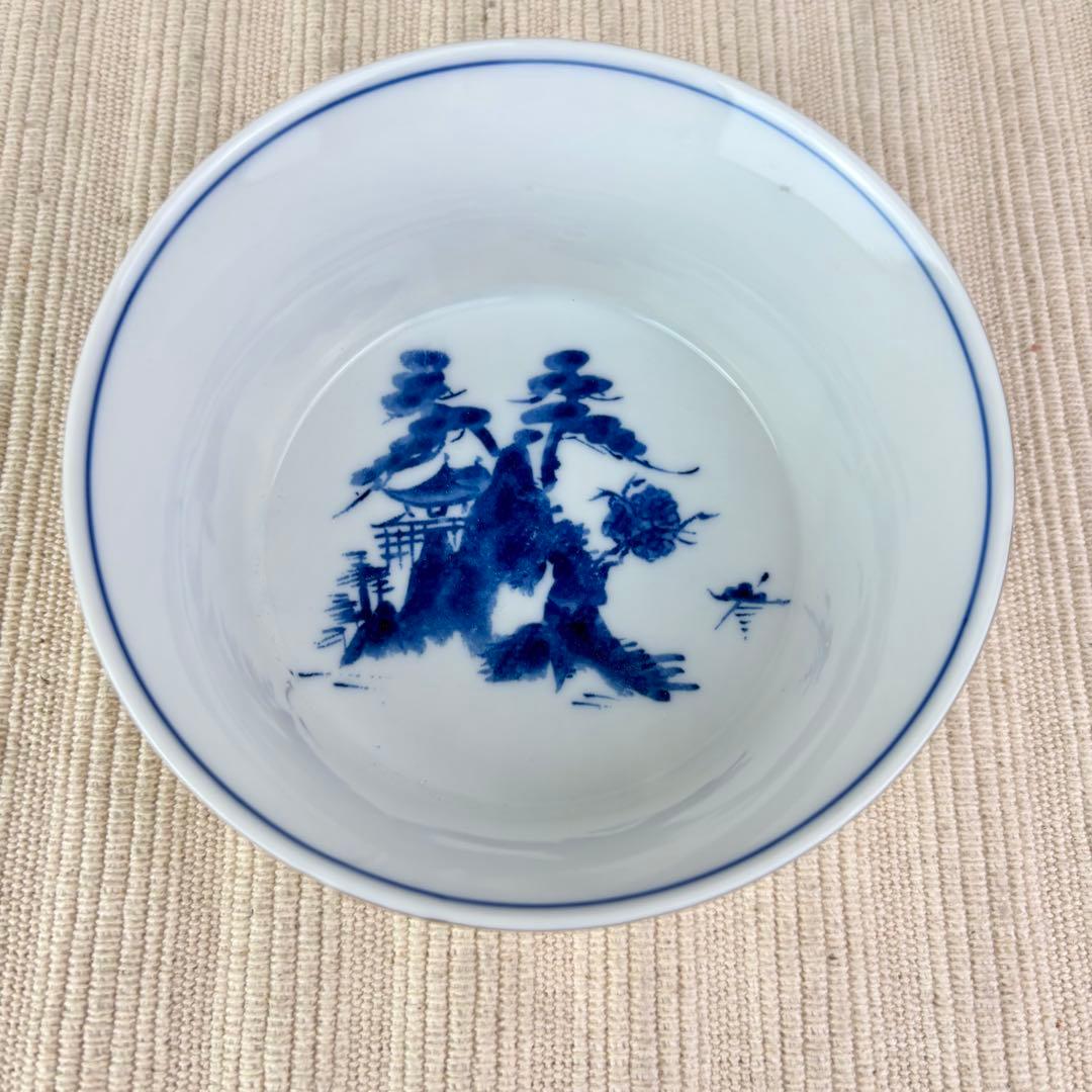 【新品未使用】九谷焼 洋山 向付 小鉢 中鉢 金彩 染付 5客 5点 セット 揃