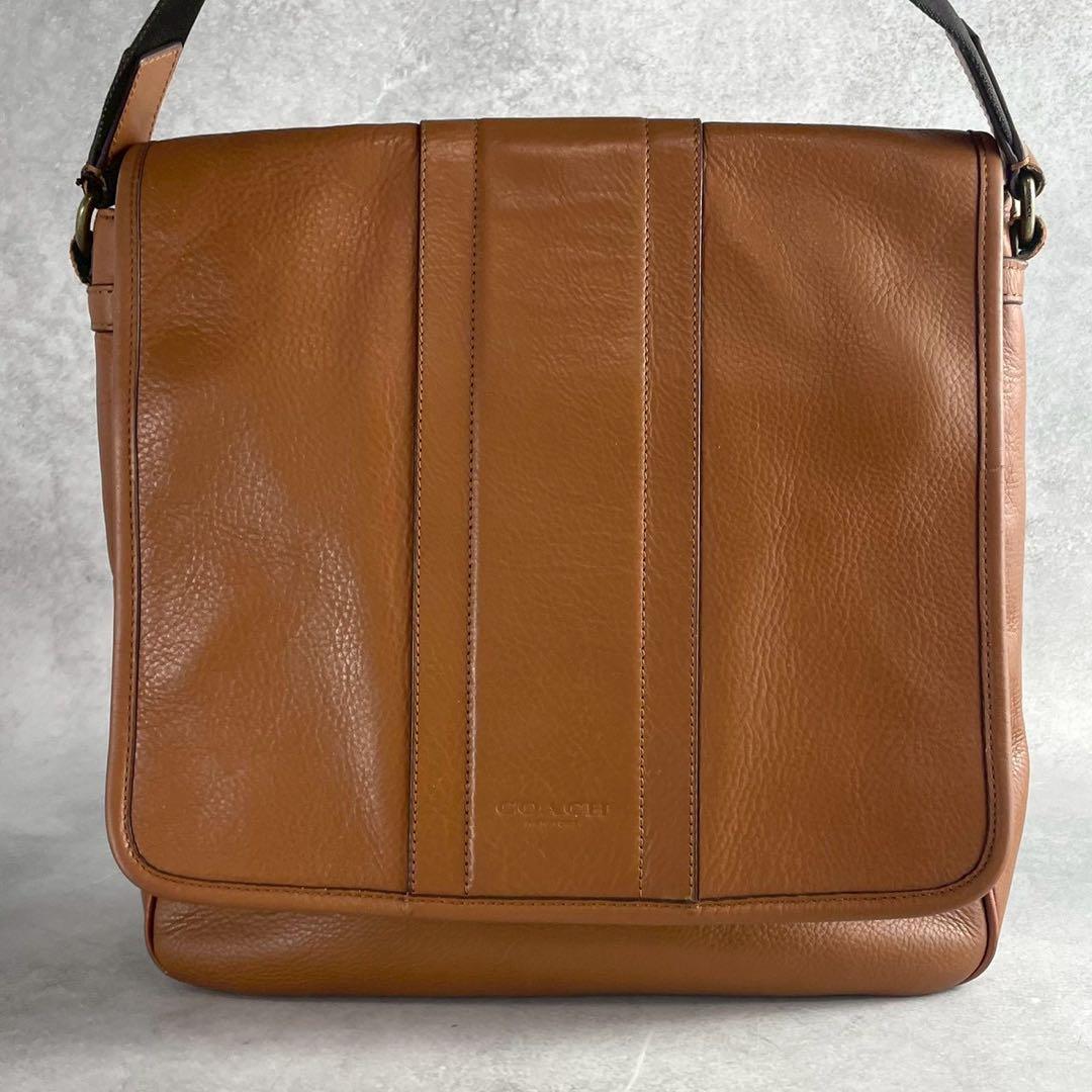 コーチ　ヘリテージ　マップバッグ　ショルダーバッグ レザー　ブラウン