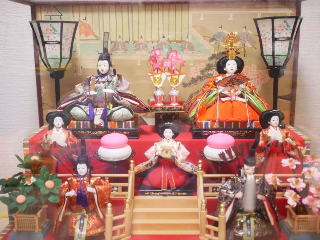 雛人形★ガラスケース入り★ひな祭り★オルゴール付★電灯付き