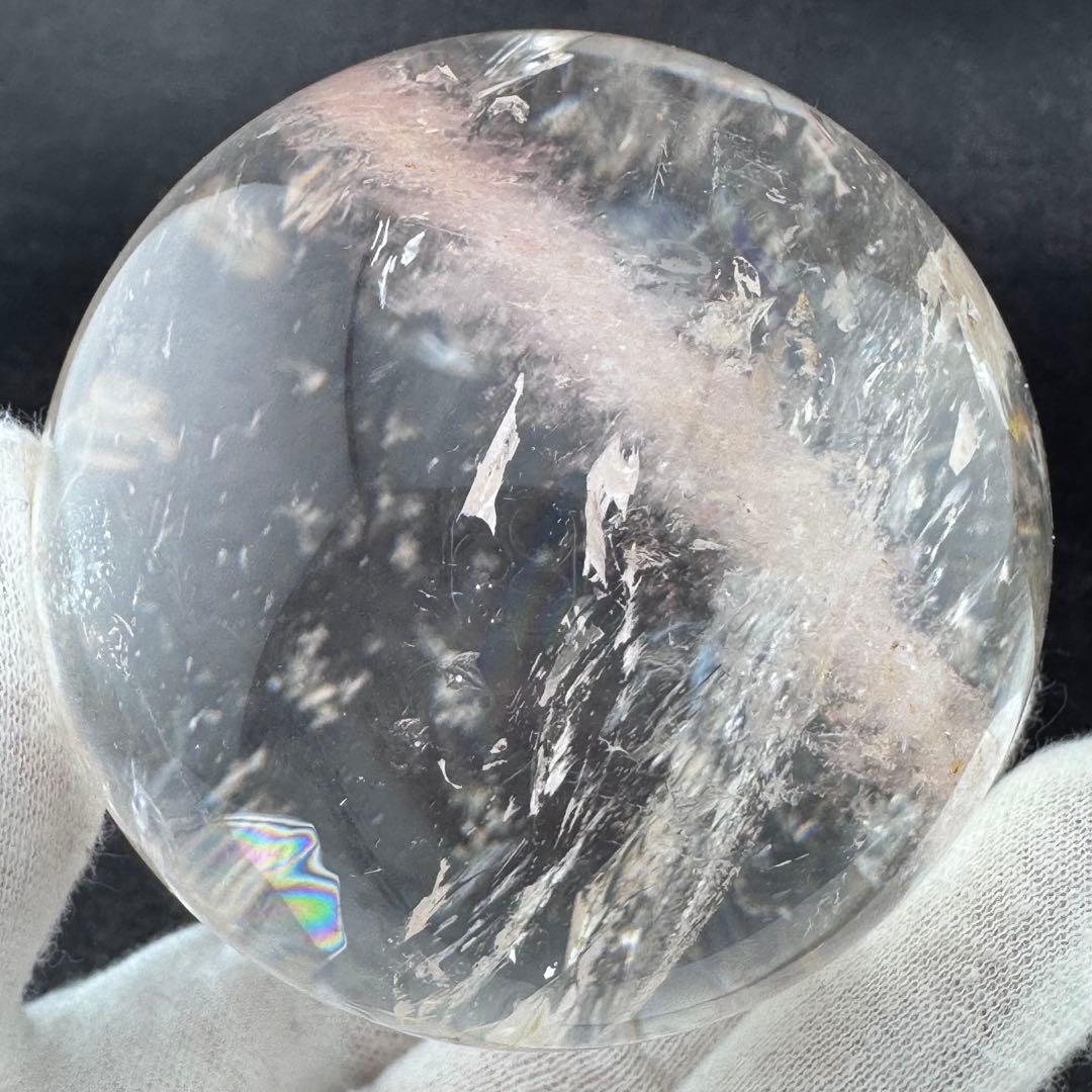 M-43ピンクアゼツライト丸玉　ピンク層状スフィア　ピンククォーツ65.5mm