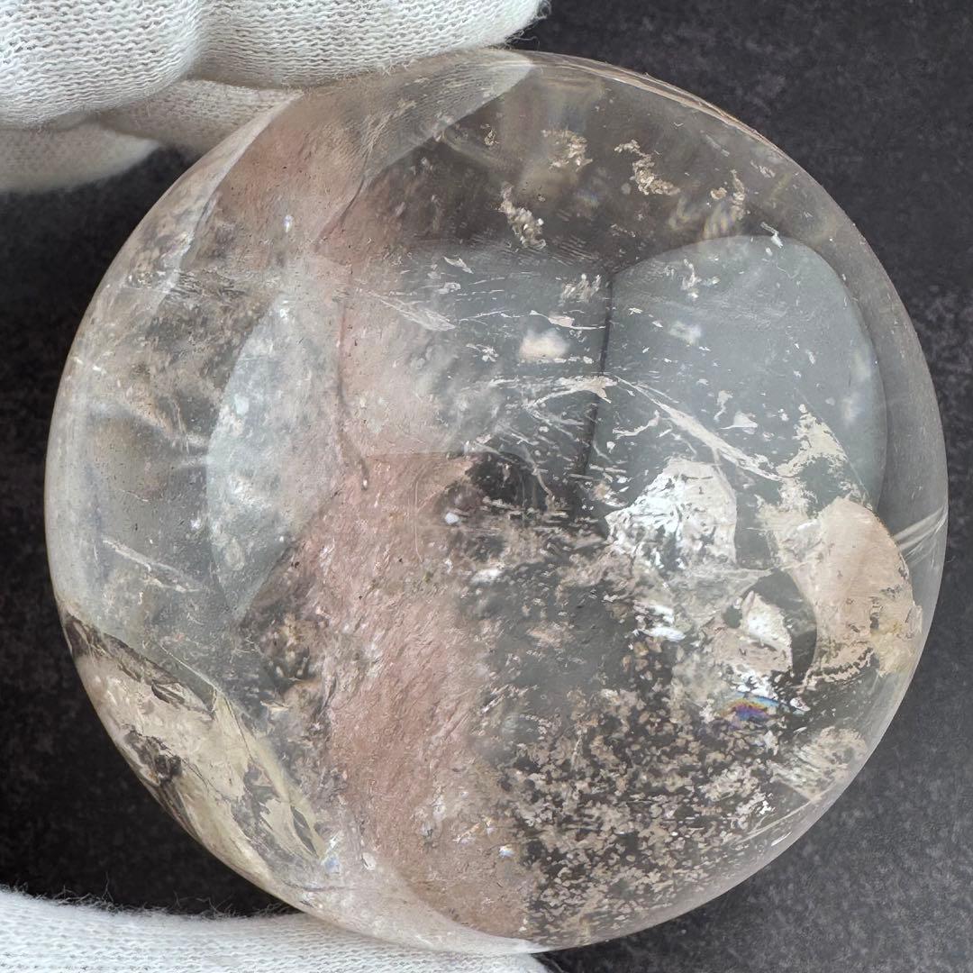 M-43ピンクアゼツライト丸玉　ピンク層状スフィア　ピンククォーツ65.5mm