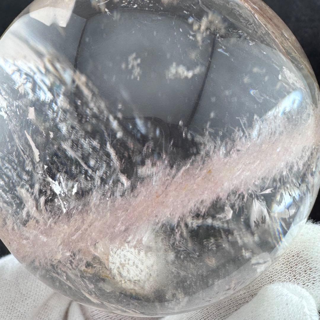 M-43ピンクアゼツライト丸玉　ピンク層状スフィア　ピンククォーツ65.5mm