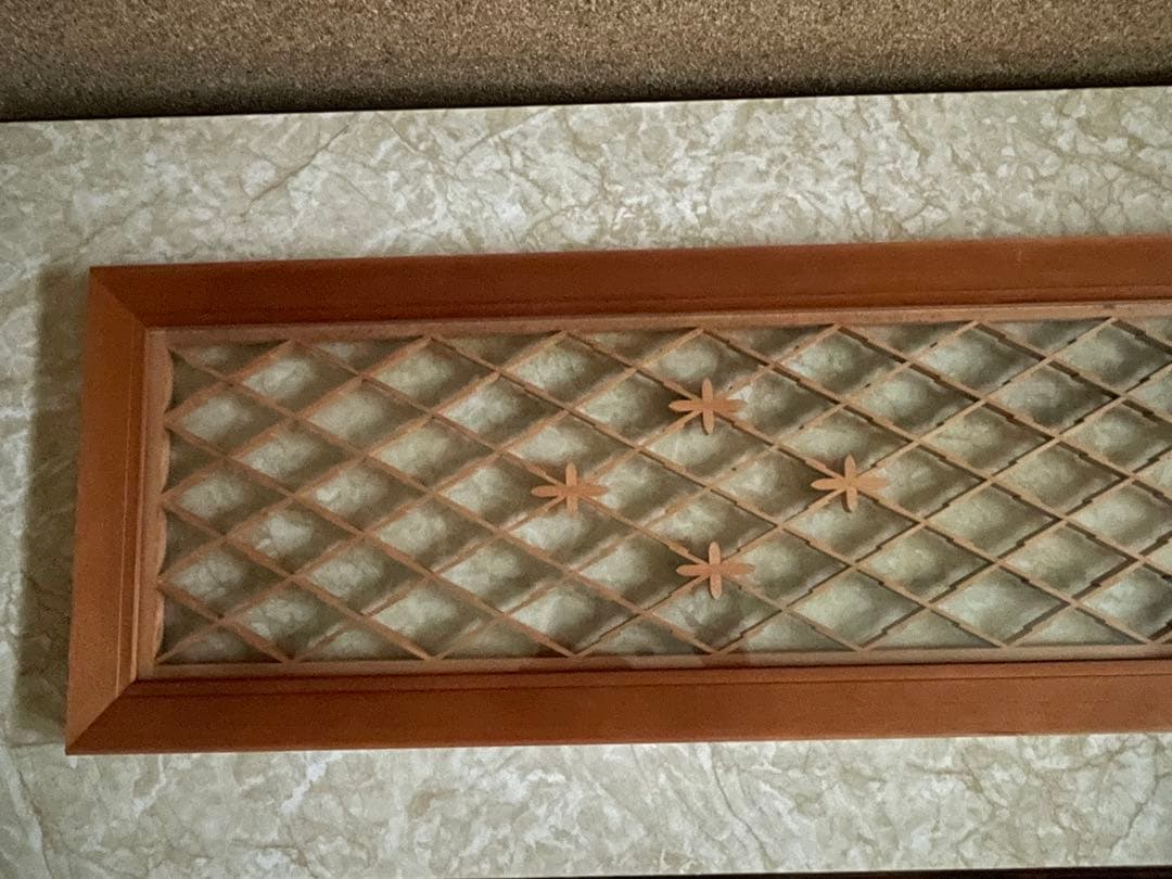 木製 建具 欄間 らんま 2枚組 ガラスあり　昭和レトロ