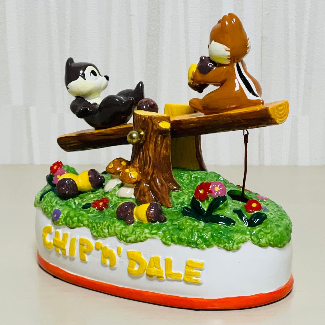 希少レア Sankyo Disney チップとデール オルゴール 陶器製