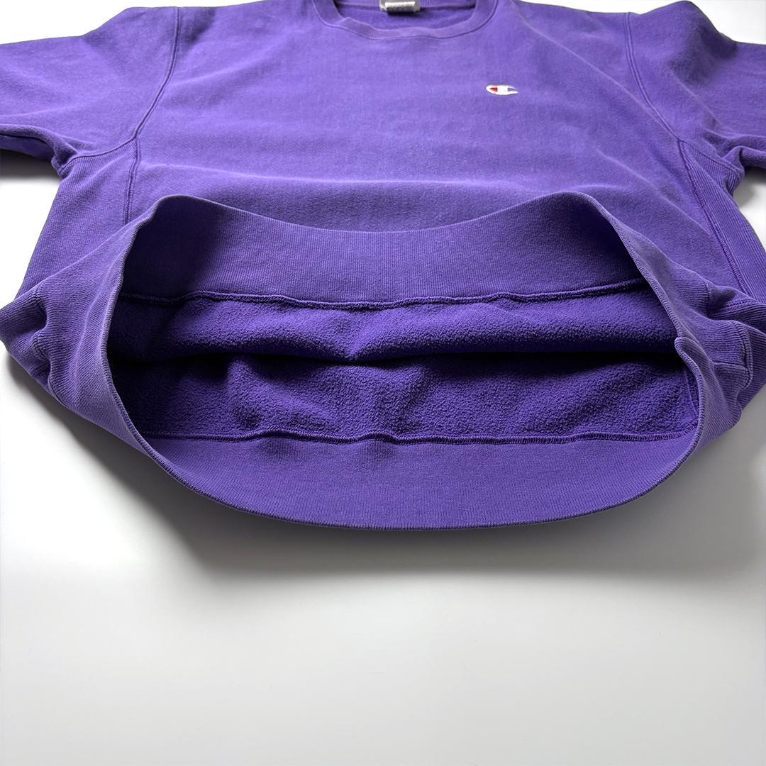 champion リバースウィーブ L パープル スウェット 無地 目あり
