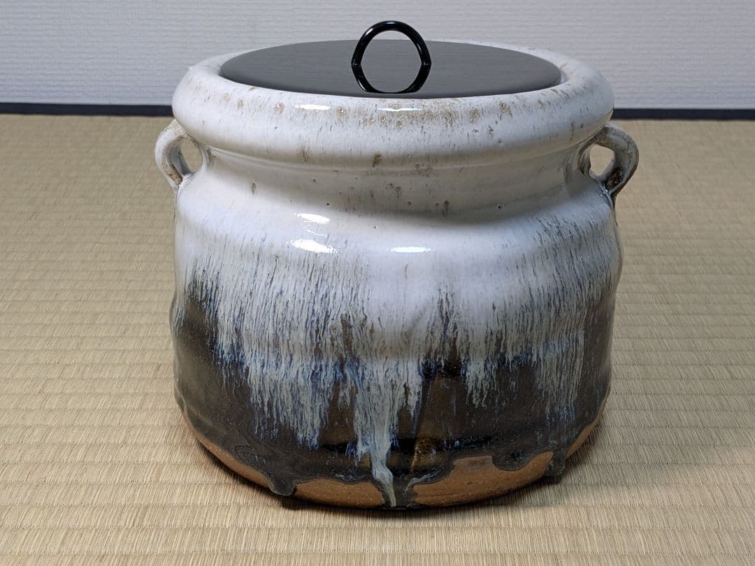 【美品】十四代中里太郎右衛門 中里忠寬 叩き朝鮮唐津水指 唐津焼