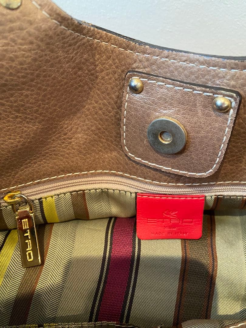 【お値下げ】希少品　ETRO エトロ　ハンドバッグ　ブラウン　ゴールド A4