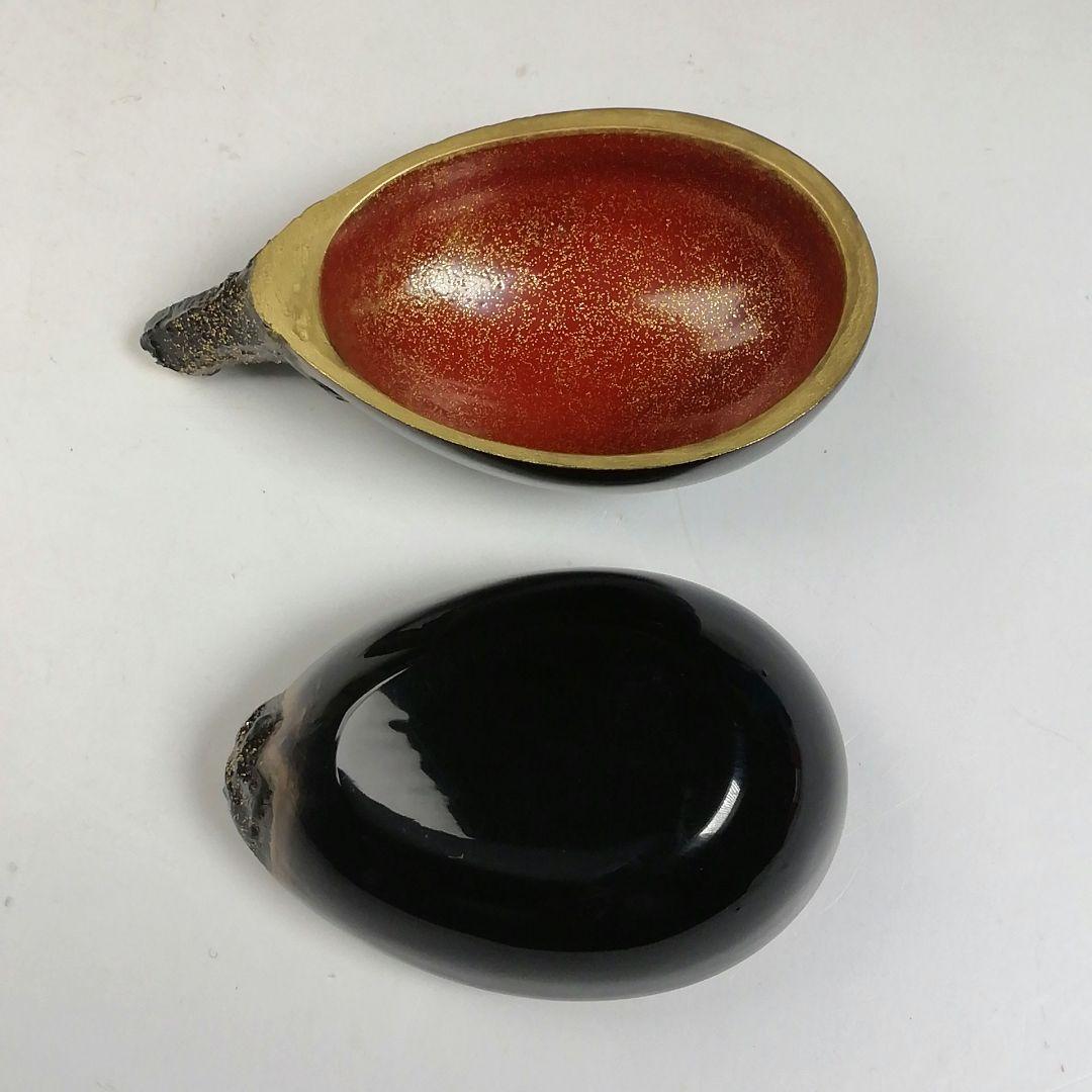 Ｗ１５　香合　『茄子　香合』『塗師　楽堂 作』　共箱　茶道具