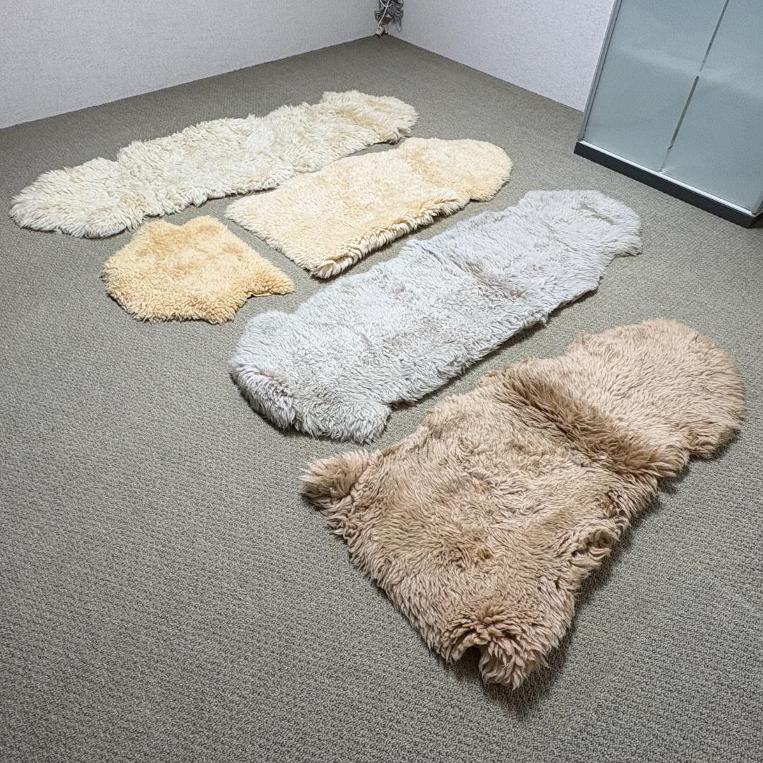 【5点セット】大判 ムートン ラグカーペット 羊毛