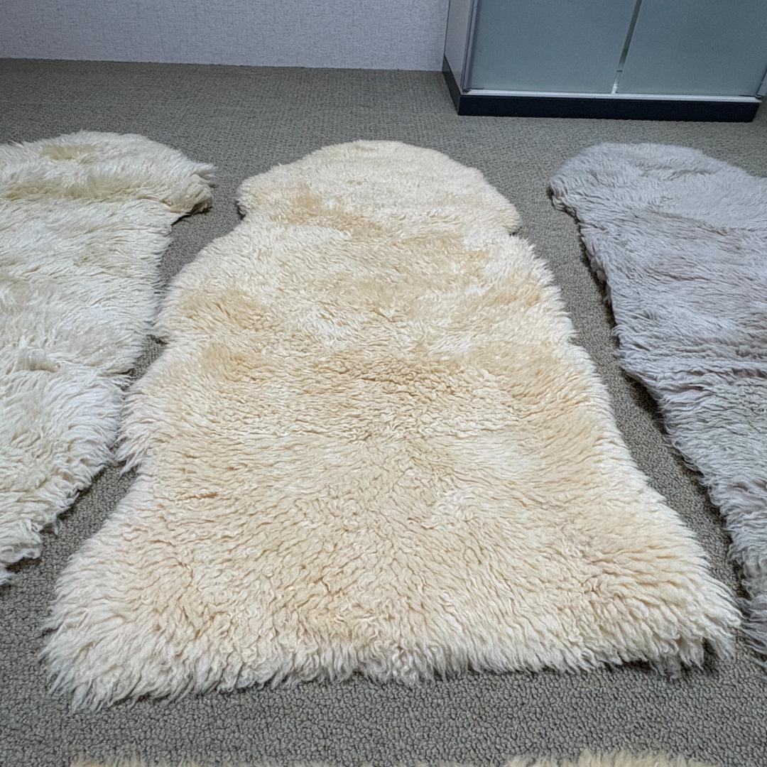 【5点セット】大判 ムートン ラグカーペット 羊毛