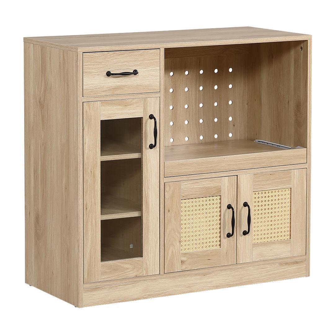 キャビネット　食器棚　引き出し付き　幅88　扉付き　コンパクト　NATURAL