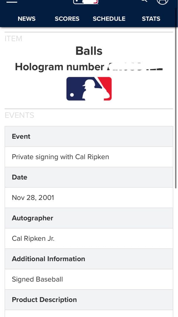 k*8様 カルリプケン　直筆サインボール　超激レア