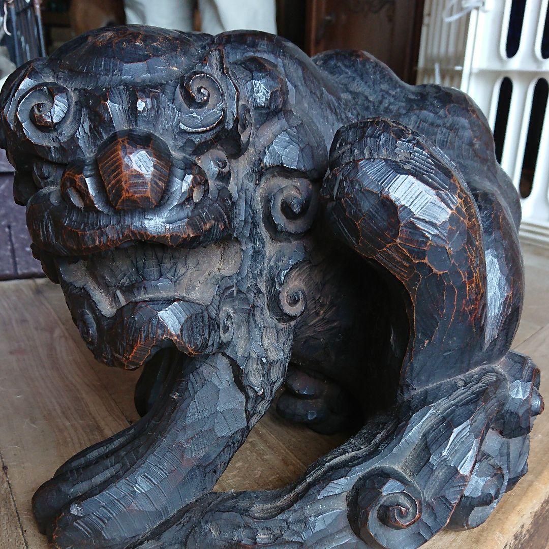 彫刻家原田蒼渓作  獅子の木彫り