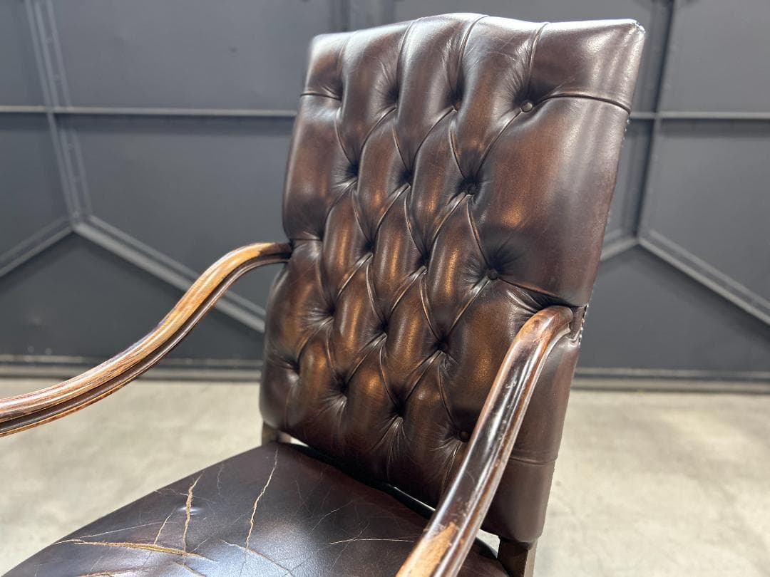 ❖英国Antique❖ ハイバックチェア チェスターフィールド　ネオルネッサンス